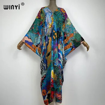 WINYI Africa Dress летнее Вечернее Платье с Принтом Elegantes Muslim Abaya Bazin Robe Платье Broder Riche Sexy Lady maxi пляжный кафтан