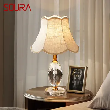 Современная настольная лампа SOURA с затемнением, креативная светодиодная настольная лампа с дистанционным управлением из хрусталя для домашнего декора гостиной спальни