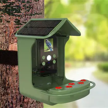 Беспроводная солнечная кормушка для птиц с камерой Наружная Автоматическая съемка 1080P Кормушки для птиц Дом с камерами AI-Smart Для определения видов птиц