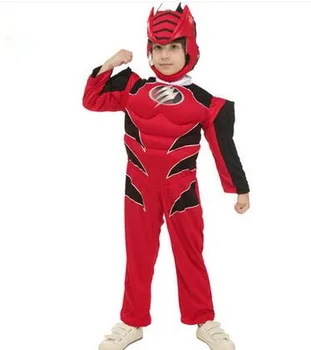 двойной размер мускульного костюма, детский красный костюм животного, костюмы для косплея на Хэллоуин для мальчиков, костюм воина