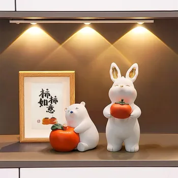 Китайские Новогодние фигурки Мультяшный Кролик Украшения Гостиной настольный телевизор шкаф крыльцо мягкое украшение дома Защитный талисман