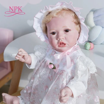 NPK 55 СМ Саския реборн малыш популярная кукла реборн бебе в Платье Принцессы коллекционная художественная кукла ручной работы игрушка для ванны