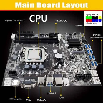 НОВИНКА-Материнская плата для майнинга ETH B75 8USB + процессор G1610 + Вентилятор + Кабель переключения + Кабель SATA + Перегородка LGA1155 DDR3 Материнская плата B75 BTC Miner