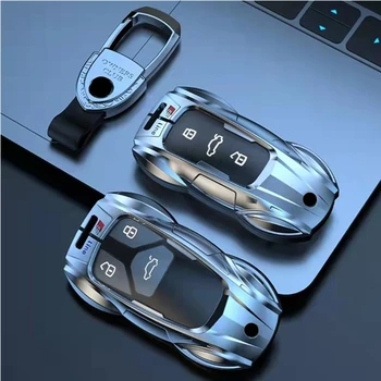 Чехол Для Ключей От Автомобиля из Цинкового Сплава с Роскошным Металлическим Кожаным Брелоком для AUDI A6 A4 A3 Q2 Q3 Q5 Q7 A7 A8 Car Key Shell Protector