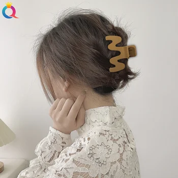Корейский Матовый М-образный зажим с акулой, Заколка для волос для девочек в ретро-стиле, с захватом ложкой сзади, Высокий Головной убор в виде конского хвоста
