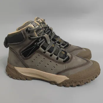 Мужские осенне-зимние ботинки Martin из натуральной кожи с шерстяной подкладкой, противоскользящие походные ботинки Martin, мужские уличные противоударные рабочие ботинки для пеших прогулок
