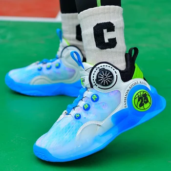 Детская баскетбольная обувь для тренировок, красочные модные баскетбольные кроссовки для мальчиков, нескользящие баскетбольные кроссовки для девочек 8303