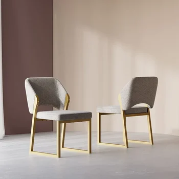 Современные светло-серые обеденные стулья с откидной спинкой, обитые льняной тканью Боковые стулья (комплект из 2-х) для столовой, гостиной и спальни