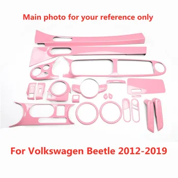 Розовый для Volkswagen Beetle 2012-2019 Рулевое управление, Центральная консоль, управление окнами, Дверная ручка, наклейка на панель, накладка на молдинг