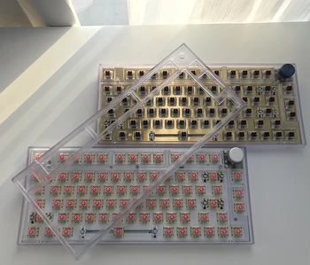 Прозрачный пластиковый корпус клавиатуры, механическая клавиатура NJ80, наборы для поделок, передача света RGB, синяя верхняя оболочка 