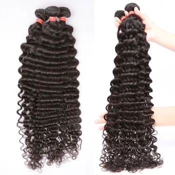30-40-дюймовые пучки человеческих волос глубокой волны Remy, бразильский тиссаж, вьющиеся волосы, натуральный цвет, наращивание человеческих волос для женщин