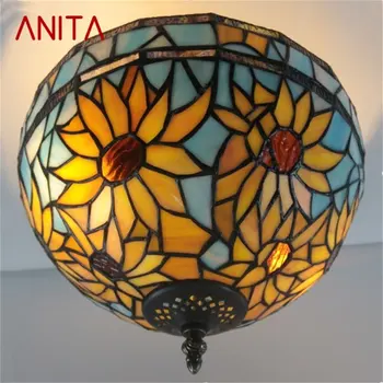 Потолочный светильник ANITA Tiffany Современная креативная лампа с цветочным рисунком Светильники Светодиодные для украшения дома