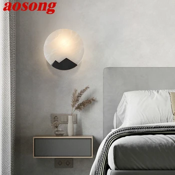 Современный латунный настенный светильник AOSONG, светодиодное бра из черной меди, простой креативный декор для дома, прикроватной тумбочки в гостиной