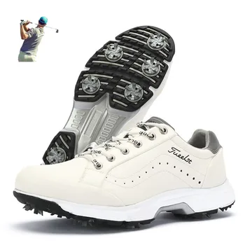 Мужские уличные кожаные Профессиональные тренировочные туфли для гольфа, водонепроницаемые и дышащие, Лидер продаж, Спортивная повседневная обувь с пряжкой BOA Spin