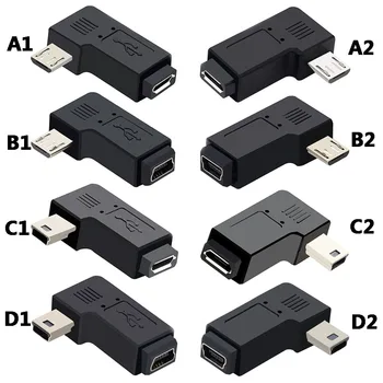 90-Градусный Левый и Правый Угловой Разъем Mini USB 5pin для подключения к разъему Micro USB для подключения адаптера синхронизации данных Micro USB к разъему Mini USB