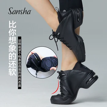 Спортивная танцевальная обувь Sansha, женская современная дышащая танцевальная обувь из коровьей кожи, джазовые туфли Public Square H103LCO