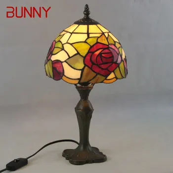 Настольная Лампа Bunny Tiffany LED Creative Modern Flowers Стеклянная Прикроватная Тумбочка Light Decor Для Дома, Гостиной, Спальни Отеля
