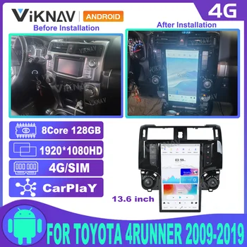 13,6-дюймовый автомобильный стереоприемник для Toyota 4Runner 2009-2019 Android11 GPS-навигация Мультимедийный плеер Carplay в стиле Tesla Головное устройство